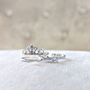💎NEW💎 STERLING SILVER DAINTY CROWN RING SET